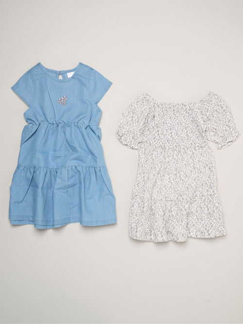 Dsiney Kidz - Miss Blue Floral Print And Chambray Dresses 2 Pack image 1