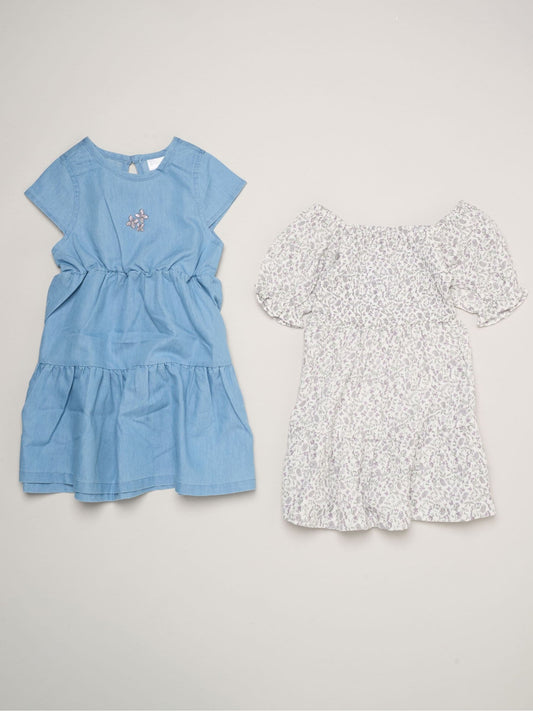 Miss Blue Floral Print And Chambray Dresses 2 Pack image 1