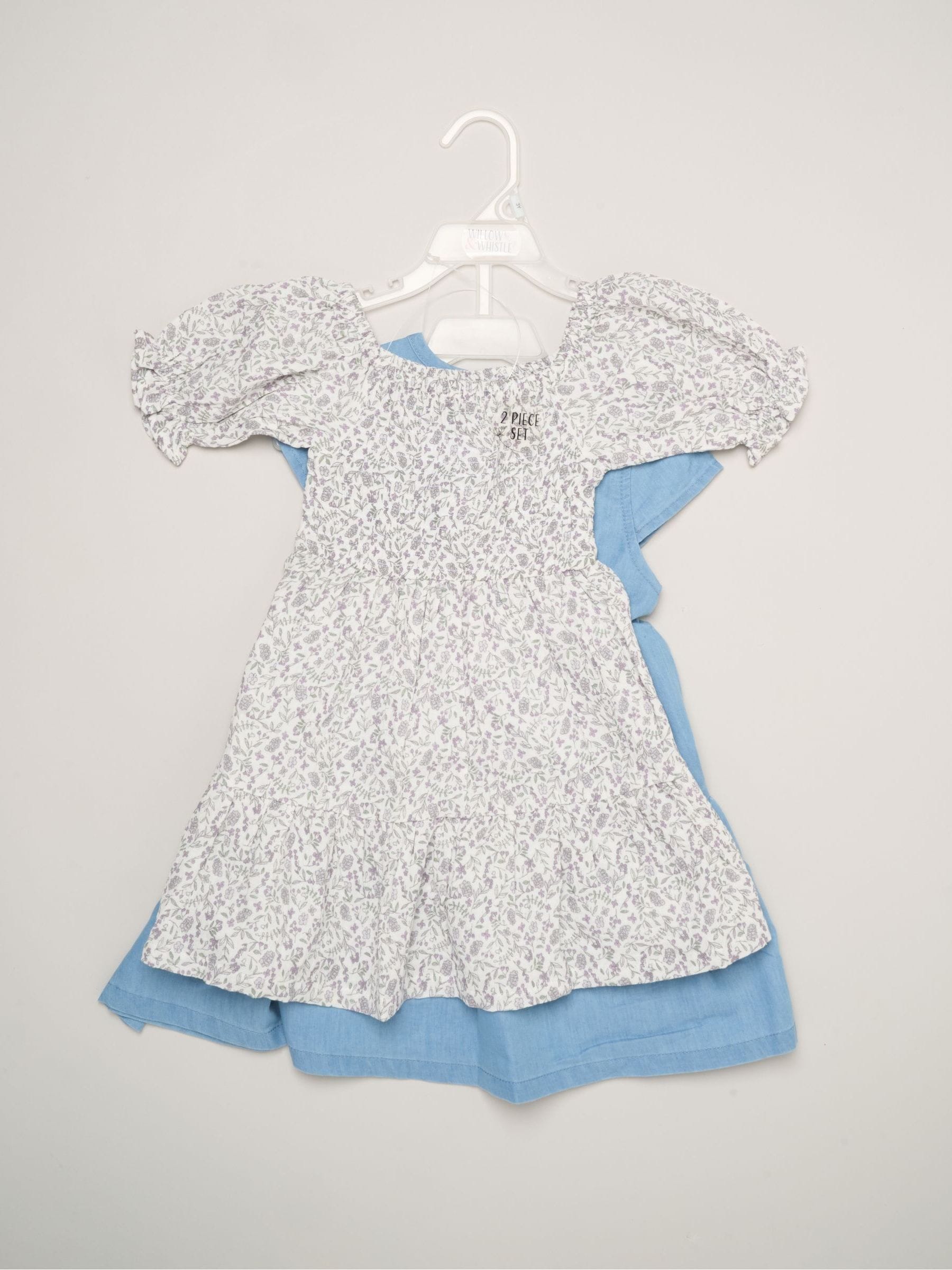 Miss Blue Floral Print And Chambray Dresses 2 Pack image 2