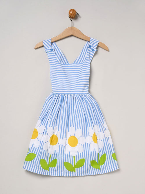 Dsiney Kidz - Miss Blue Daisy Print Striped Dress image 1