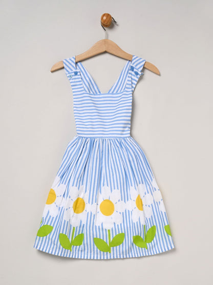 Dsiney Kidz - Miss Blue Daisy Print Striped Dress image 1