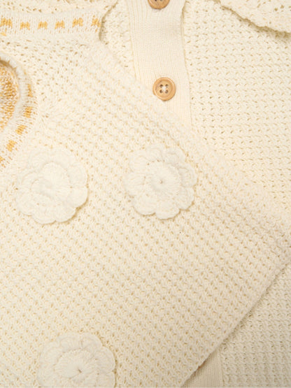 Miss White Crochet Set With Knit Top, Skirt & Floral Bag 3 Piece image 3