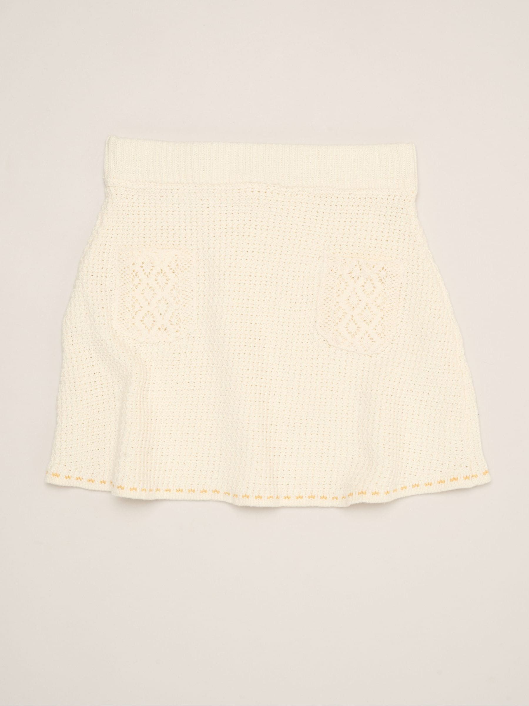 Miss White Crochet Set With Knit Top, Skirt & Floral Bag 3 Piece image 5