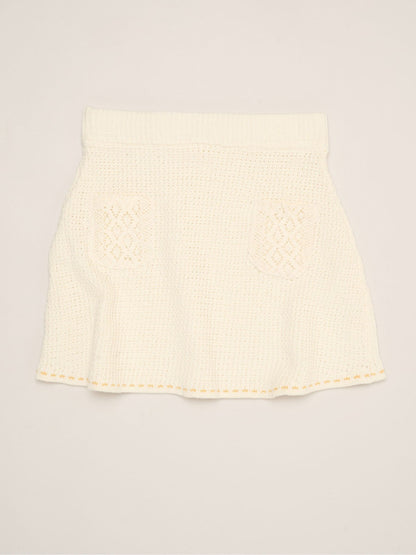 Miss White Crochet Set With Knit Top, Skirt & Floral Bag 3 Piece image 5