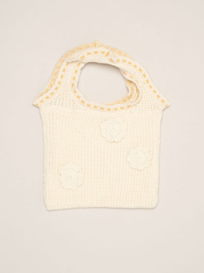 Miss White Crochet Set With Knit Top, Skirt & Floral Bag 3 Piece image 6