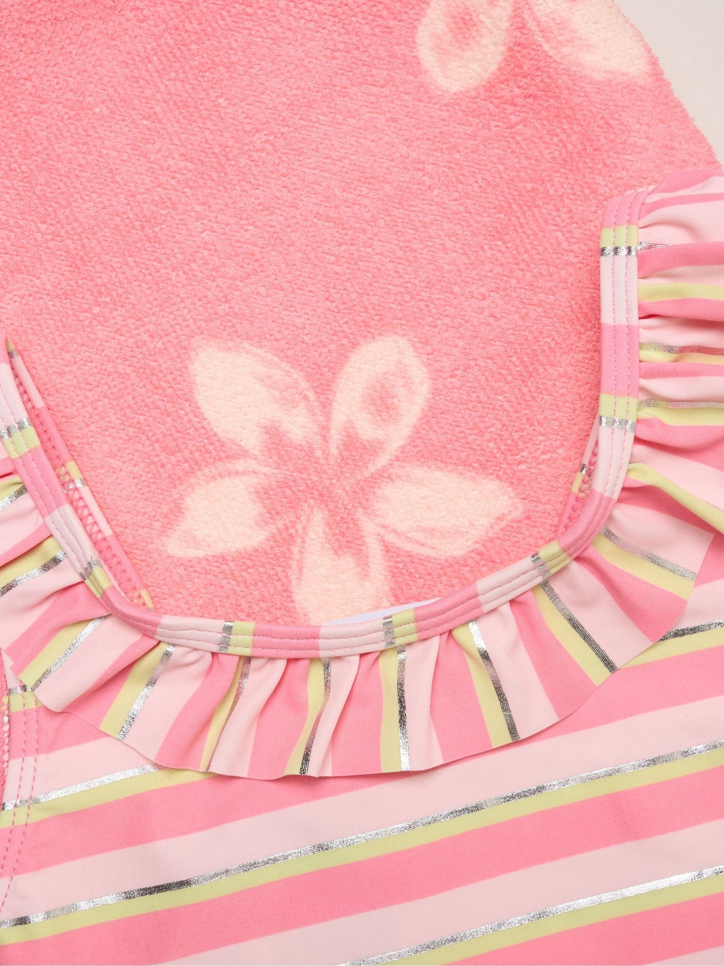 Miss Pink Stripe Swimsuit With Flower Towel And Sunglasses Set image 4