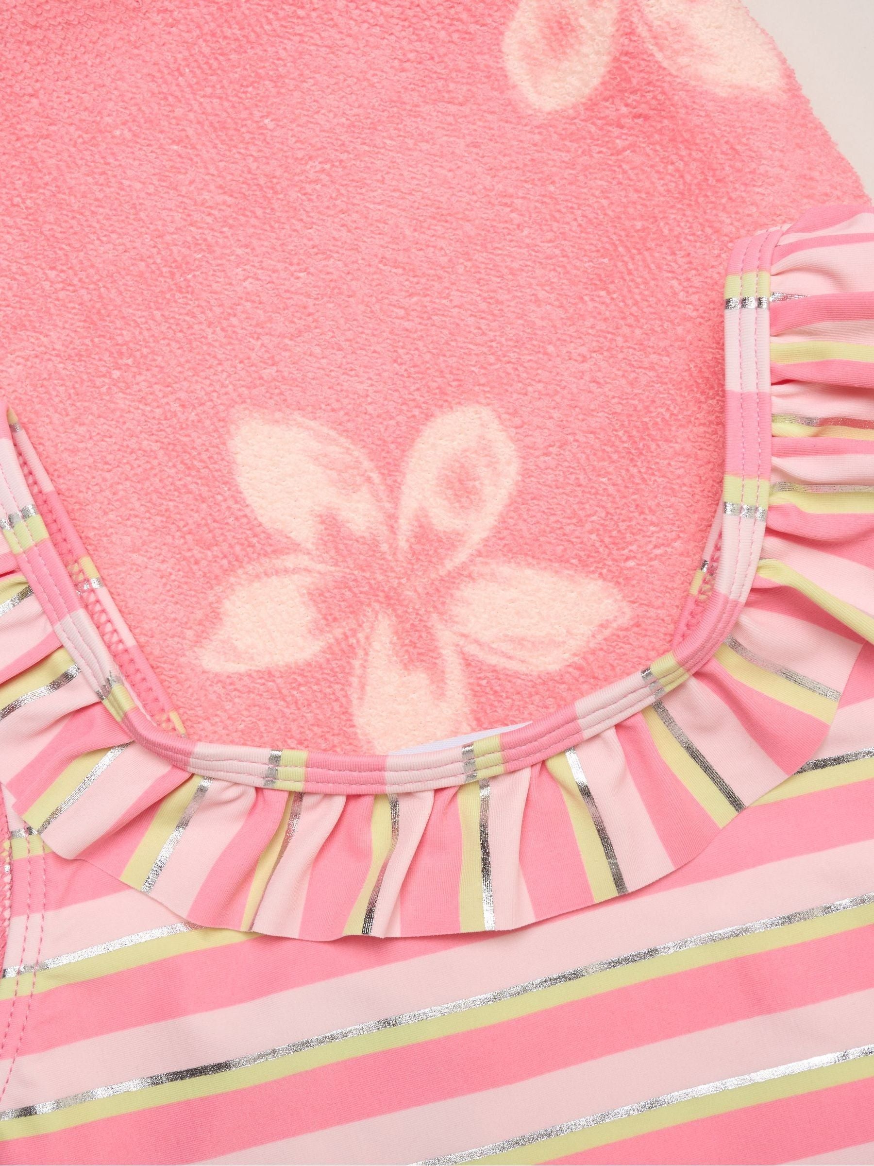 Miss Pink Stripe Swimsuit With Flower Towel And Sunglasses Set image 4