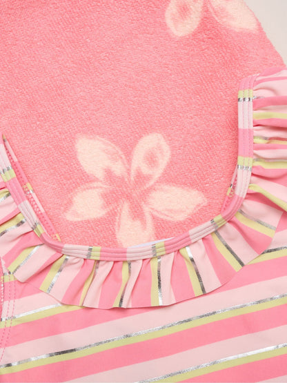 Miss Pink Stripe Swimsuit With Flower Towel And Sunglasses Set image 4