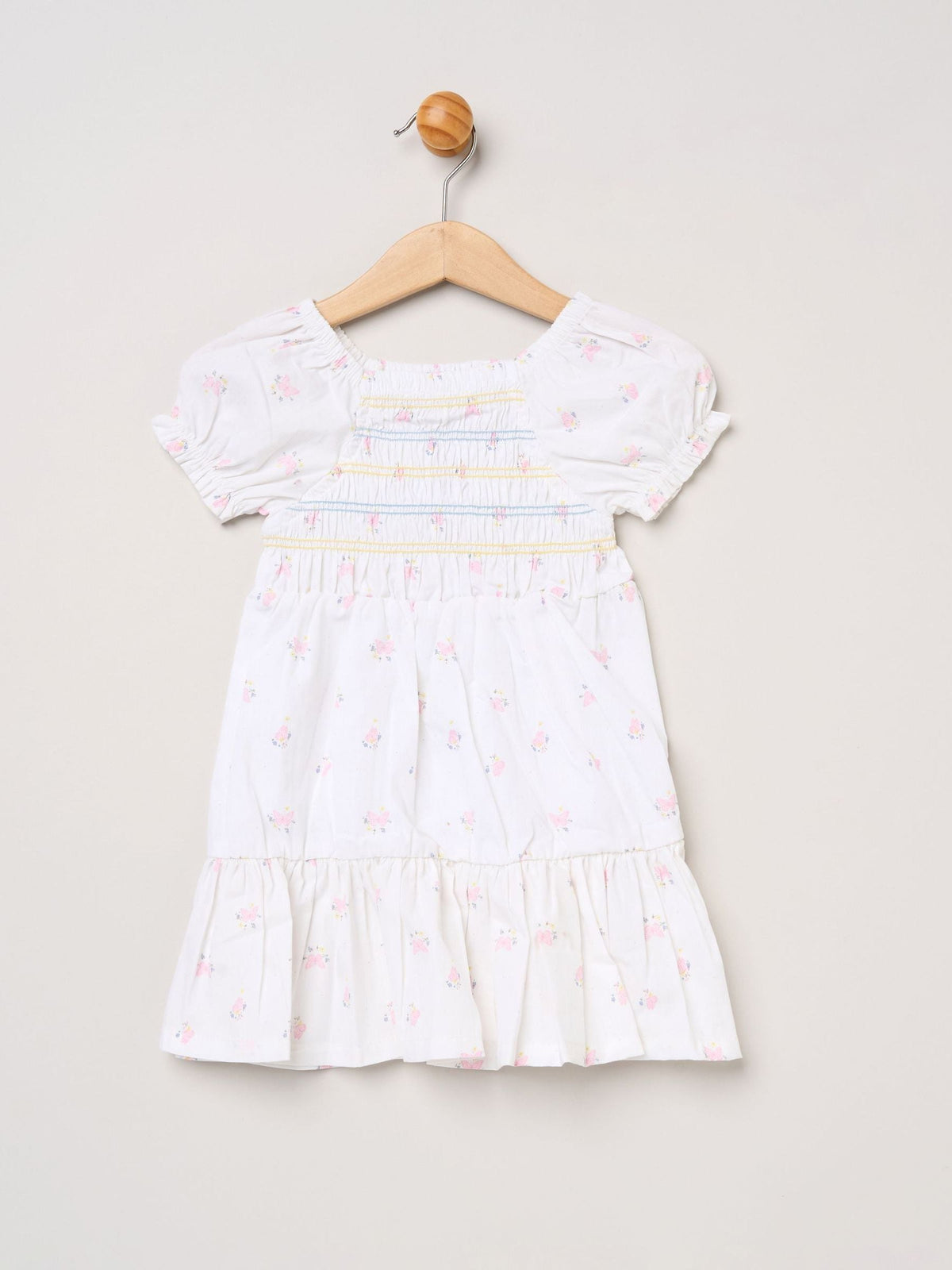 Dsiney Kidz - Miss White Butterfly Embroidered Smocked Dress With Headband Set image 2