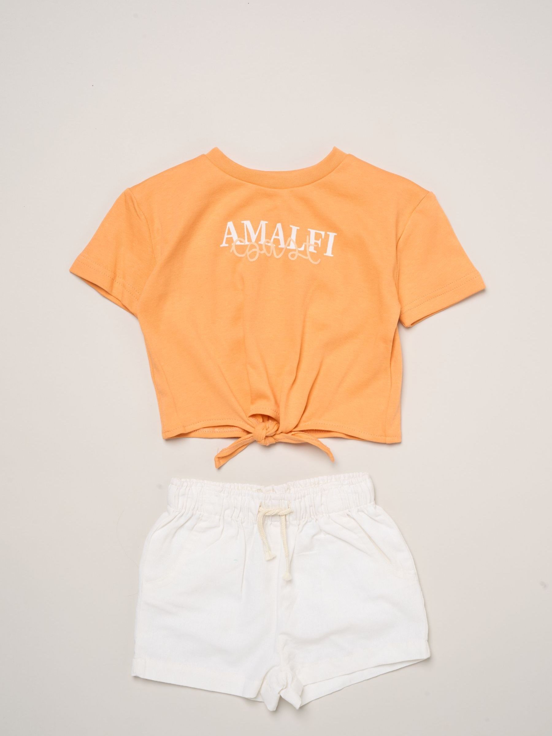 Miss Orange Amalfi Coast Printed T-Shirt And Linen Shorts image 1