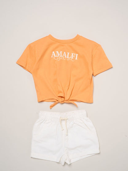 Miss Orange Amalfi Coast Printed T-Shirt And Linen Shorts image 1