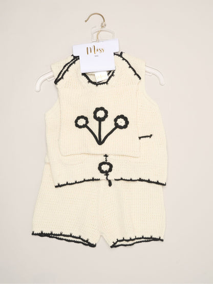 Miss White Retro Crochet Set With Vest Top, Shorts & Bag 3 Piece image 2