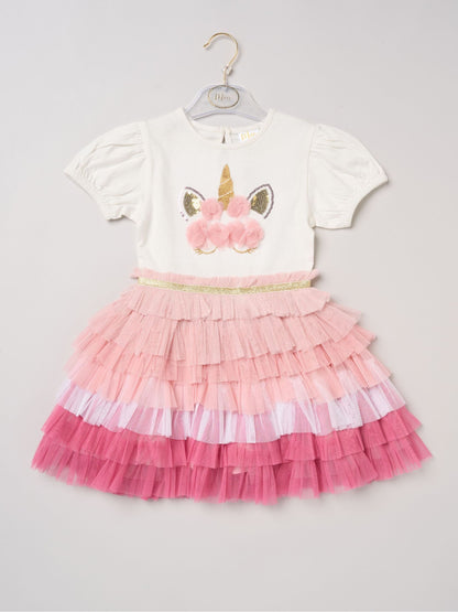 Miss Dark Pink Sequin Embroidery Floral Tutu Dress image 1