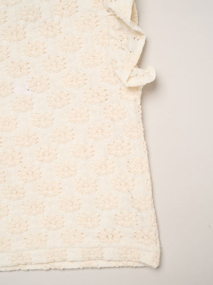 Miss White Textured Top Shorts And Scrunchie Outfit Set image 4