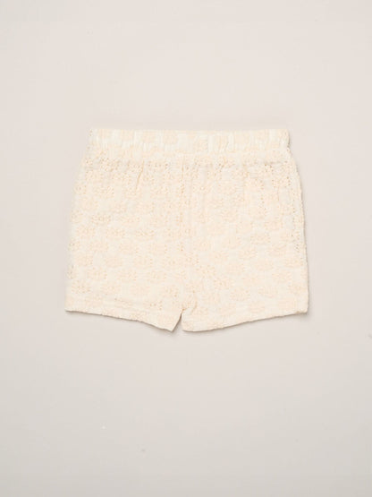 Miss White Textured Top Shorts And Scrunchie Outfit Set image 5