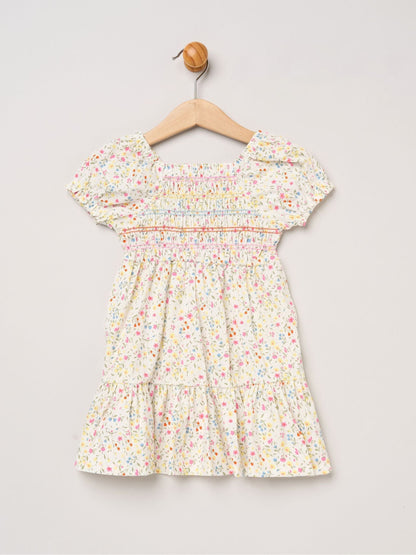 Miss White Ditsy Embroidered Smocked Dress With Headband Set image 2
