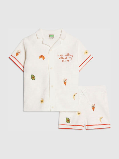 River Island Cream Abbie Rosie Crochet Shirt And Shorts Set image 3