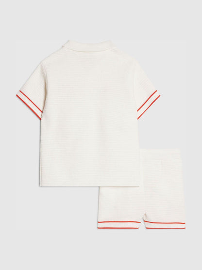 River Island Cream Abbie Rosie Crochet Shirt And Shorts Set image 4