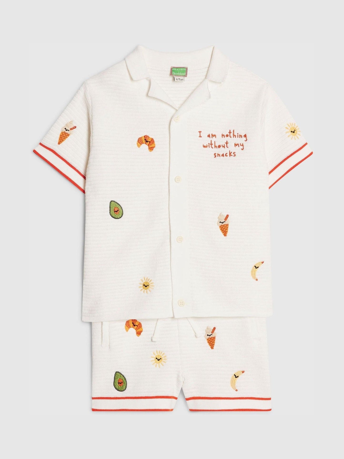 River Island Cream Abbie Rosie Crochet Shirt And Shorts Set image 5