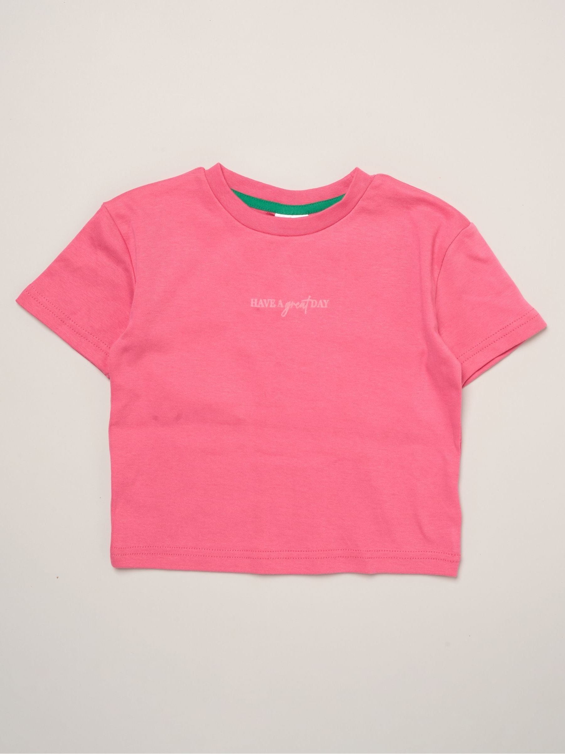 Miss Pink Short Sleeve Printed T-Shrit And Woven Crepe Shorts Outfit Set image 3