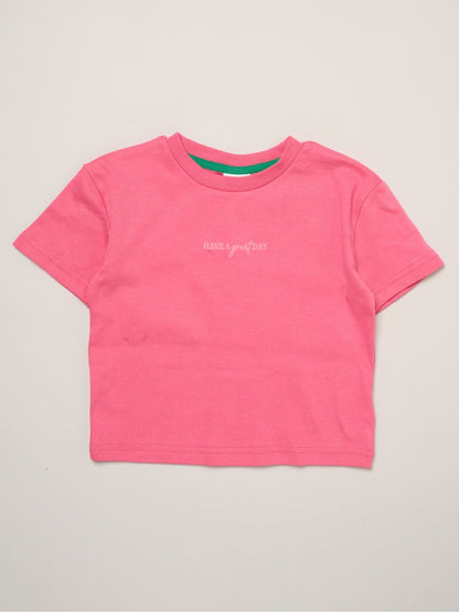 Miss Pink Short Sleeve Printed T-Shrit And Woven Crepe Shorts Outfit Set image 3