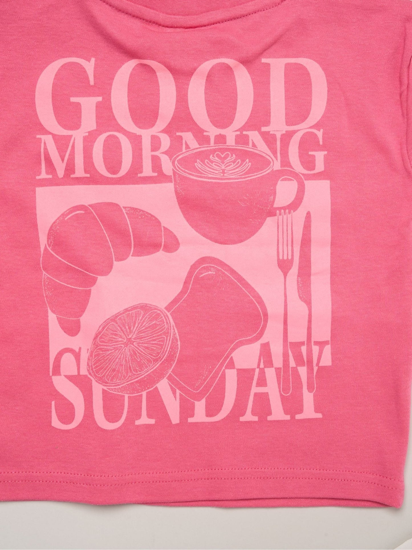 Miss Pink Short Sleeve Printed T-Shrit And Woven Crepe Shorts Outfit Set image 4