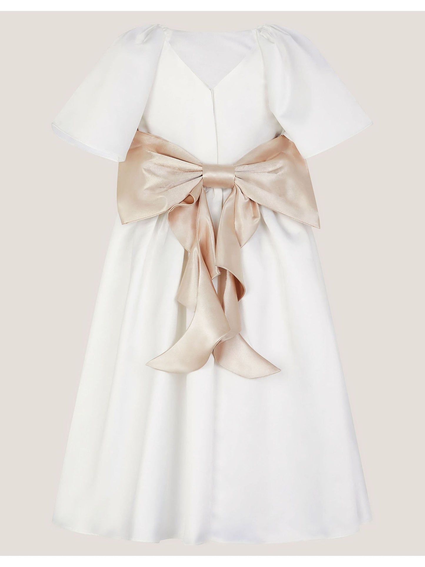 Monsoon Cream Angelica Satin Bow Duchess Dress image 3