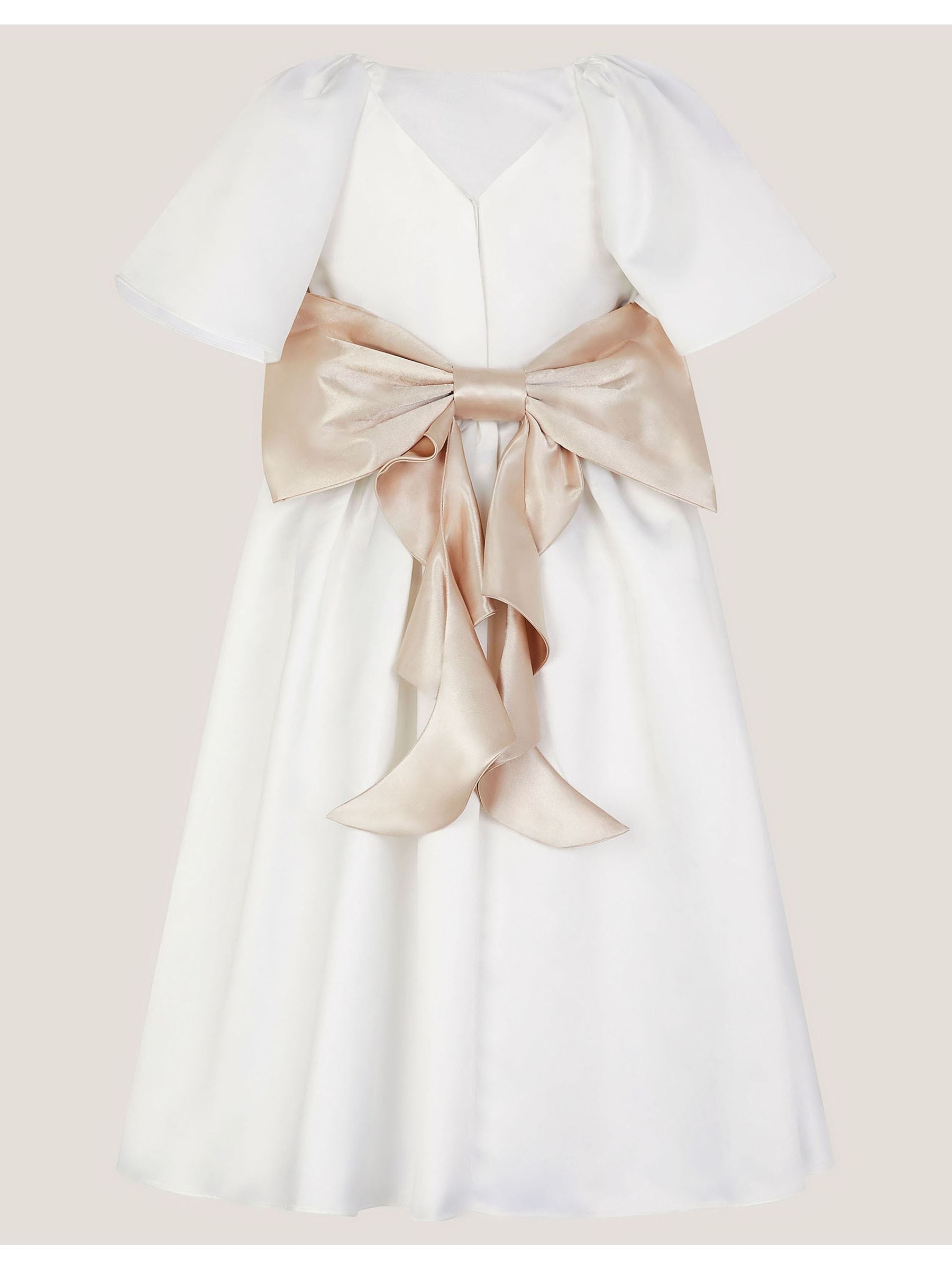 Monsoon Cream Angelica Satin Bow Duchess Dress image 3