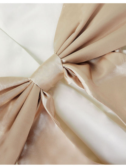 Monsoon Cream Angelica Satin Bow Duchess Dress image 4