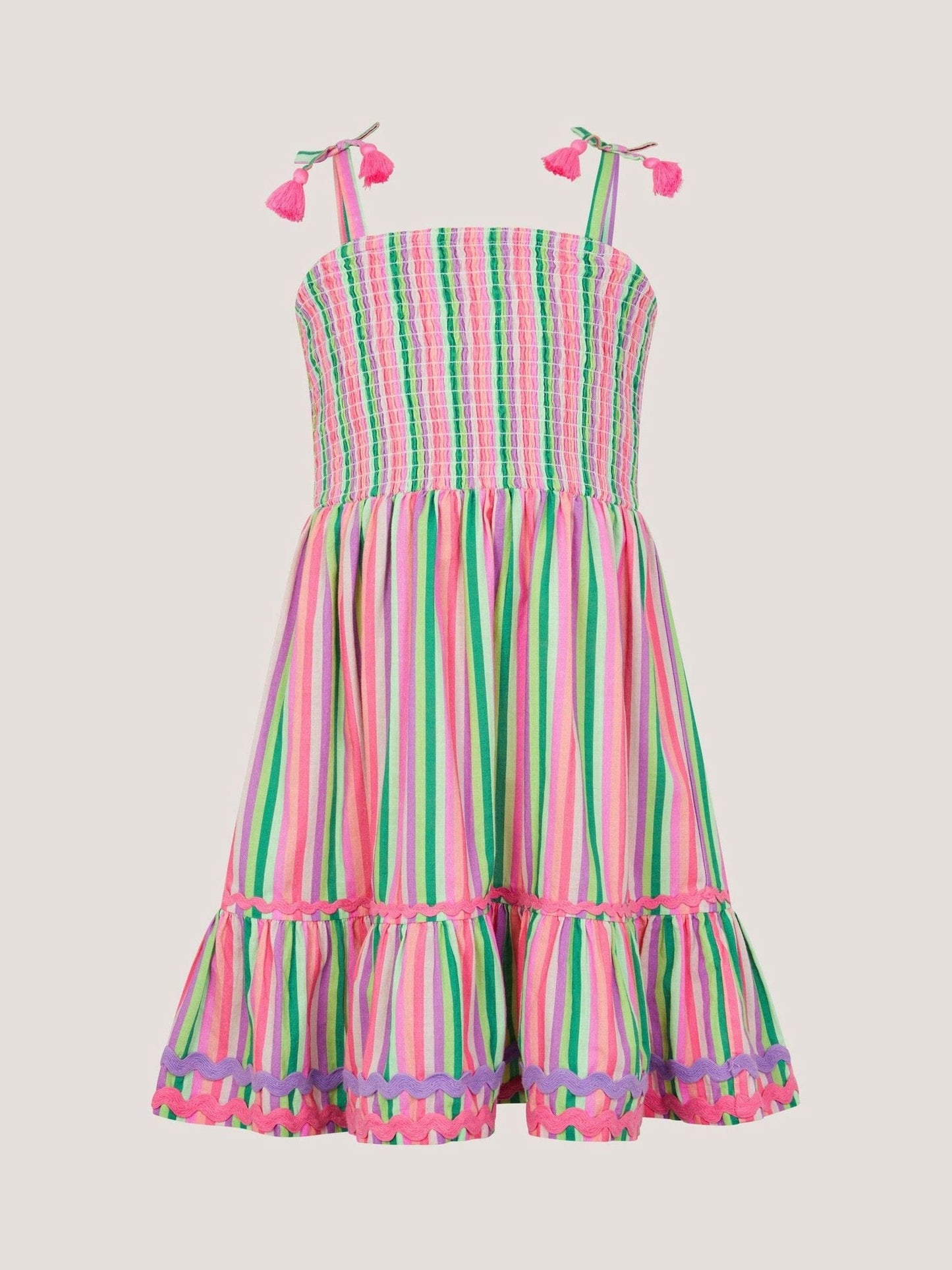 Monsoon Green Strappy Stripe Dress image 2