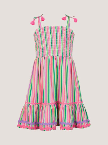 Monsoon Green Strappy Stripe Dress image 2