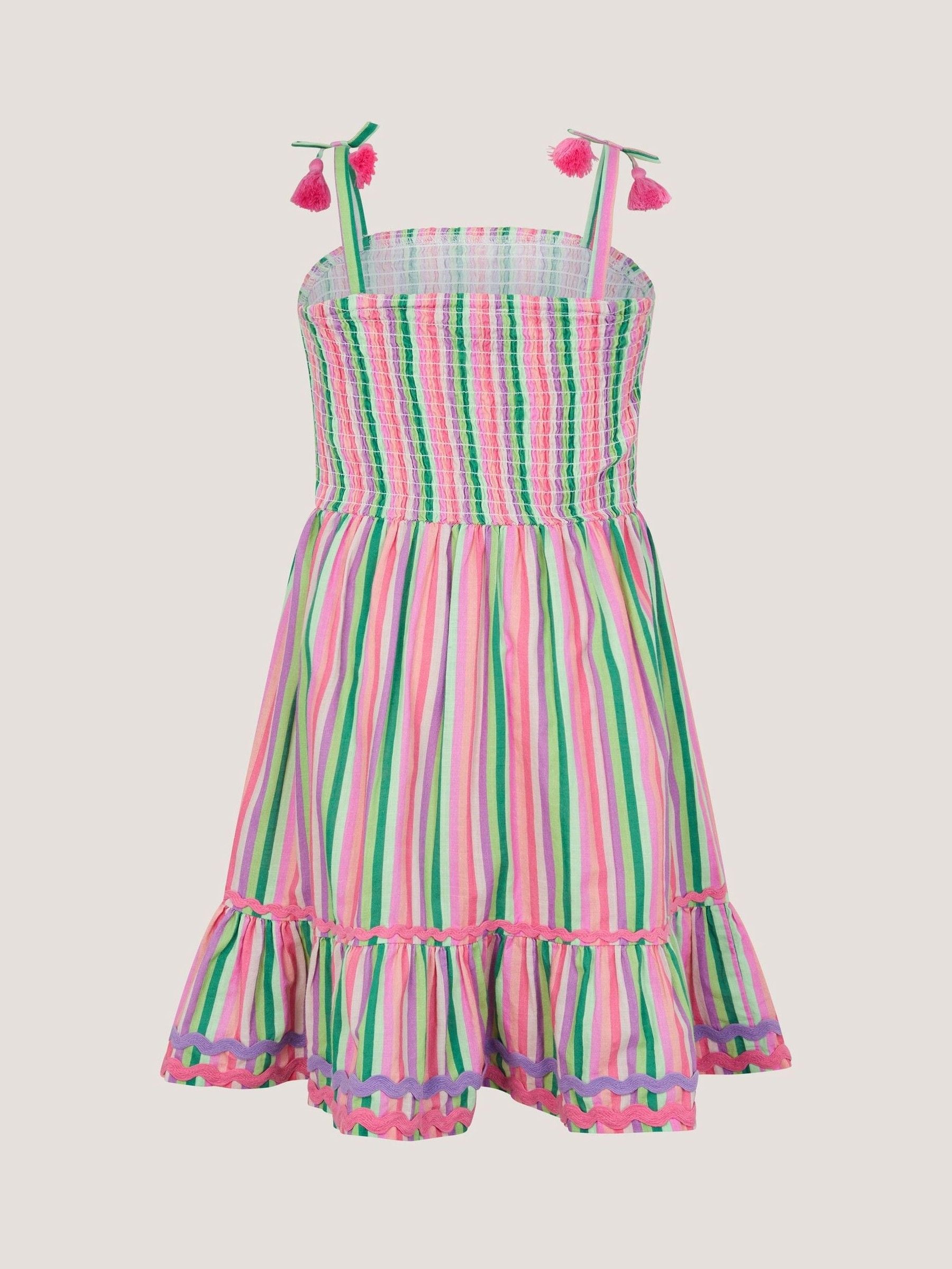 Monsoon Green Strappy Stripe Dress image 3