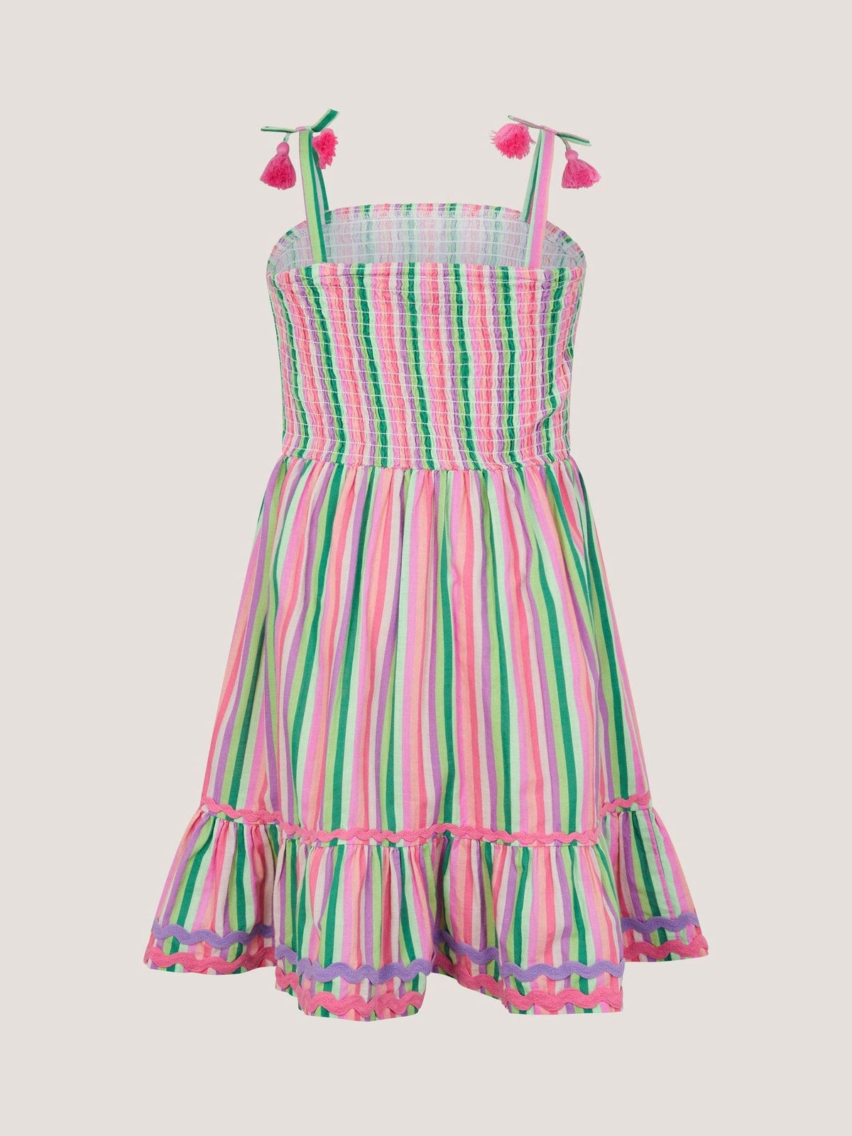 Monsoon Green Strappy Stripe Dress image 3