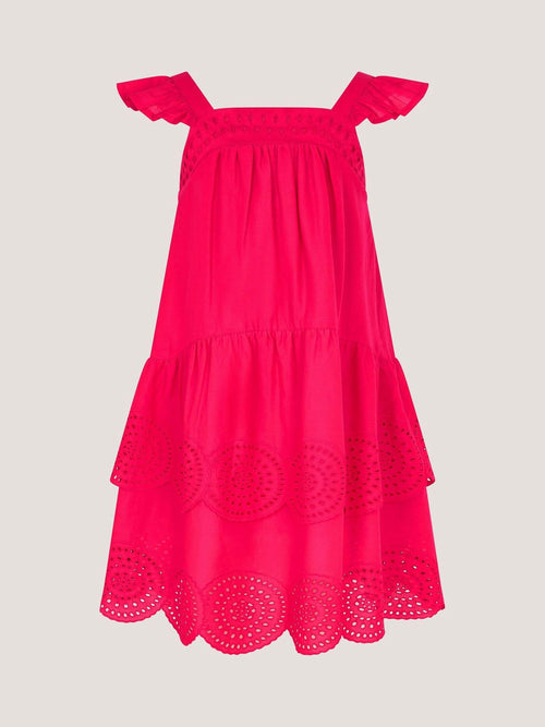 Dsiney Kidz - Monsoon Pink Broderie Tiered Cotton Dress image 1