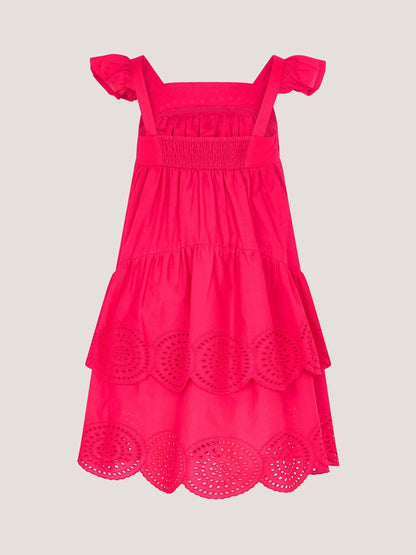 Monsoon Pink Broderie Tiered Cotton Dress image 3