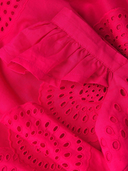Monsoon Pink Broderie Tiered Cotton Dress image 4