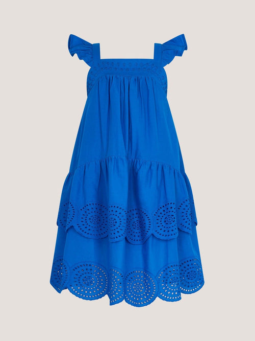 Dsiney Kidz - Monsoon Blue Broderie Tiered Cotton Dress image 1