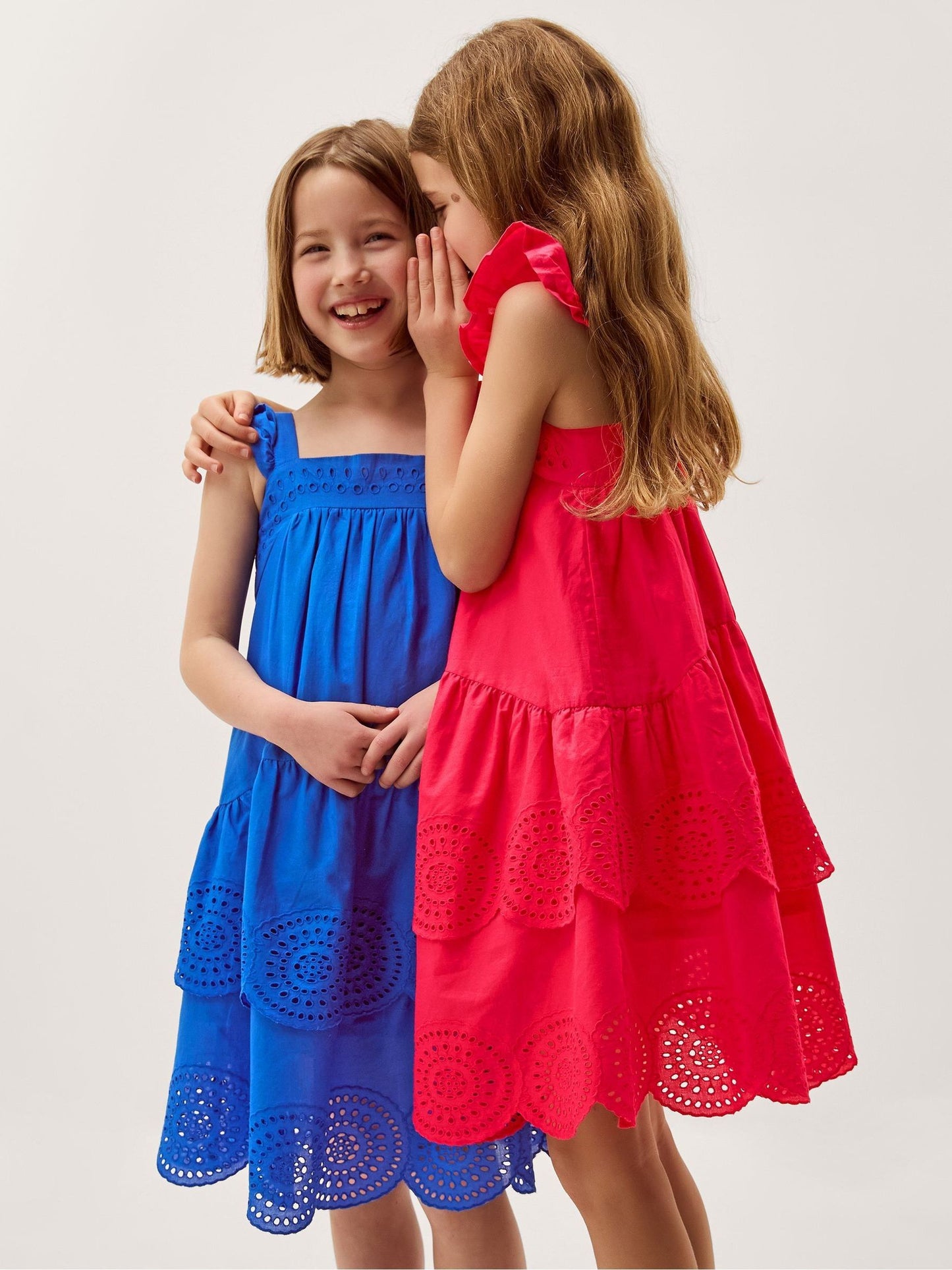 Monsoon Blue Broderie Tiered Cotton Dress image 2