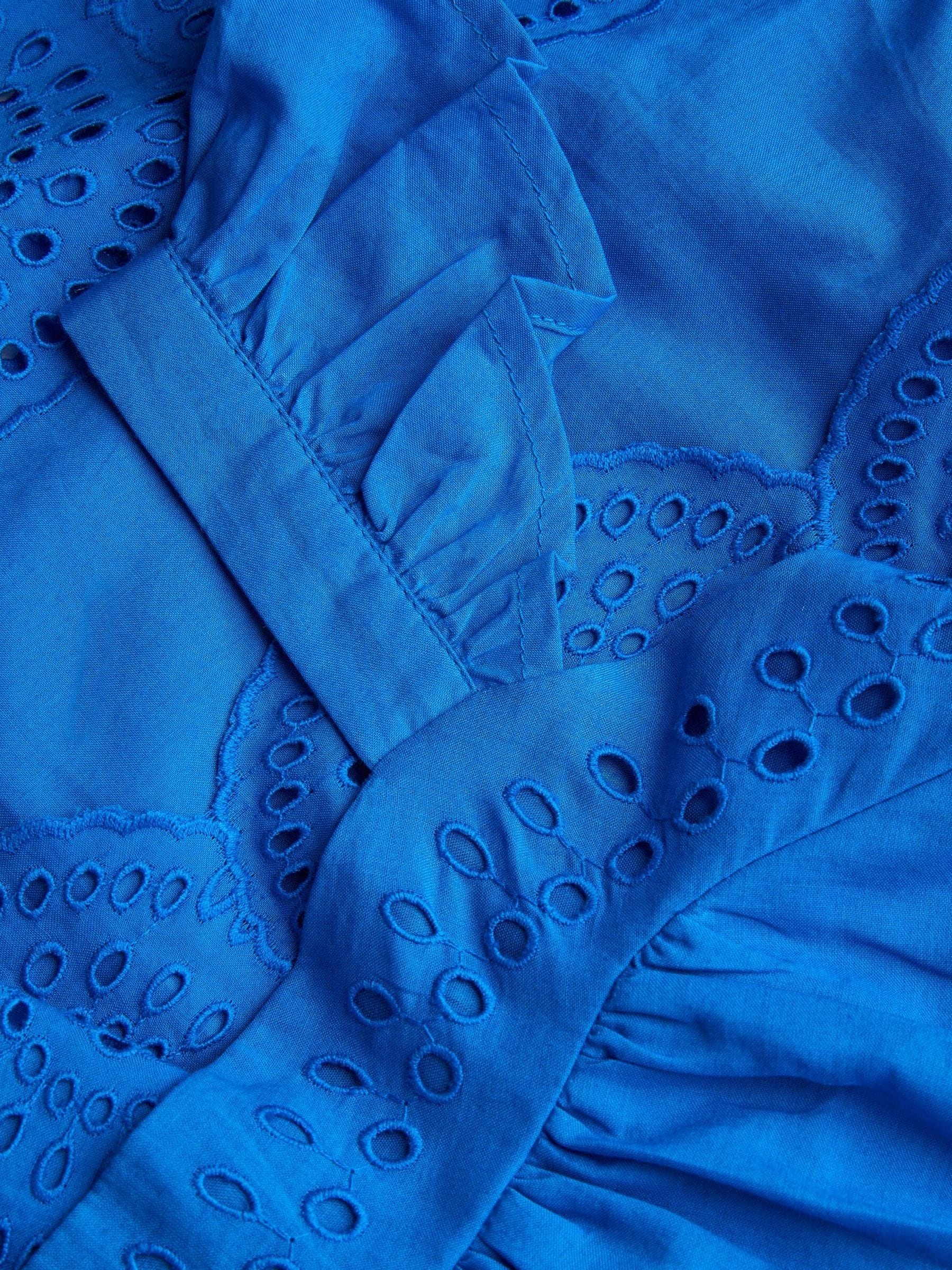 Monsoon Blue Broderie Tiered Cotton Dress image 4