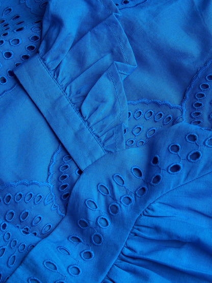 Monsoon Blue Broderie Tiered Cotton Dress image 4
