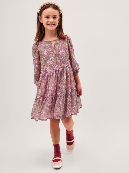 Monsoon Pink My Little Pony Ditsy Floral Print Dress image 1