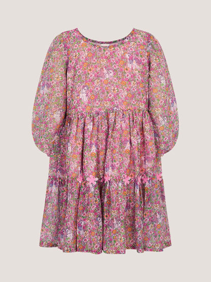 Monsoon Pink My Little Pony Ditsy Floral Print Dress image 3