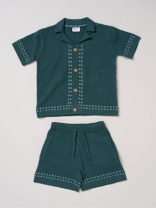 Little Gent Blue True Knit Resort Shirt And Shorts image 1