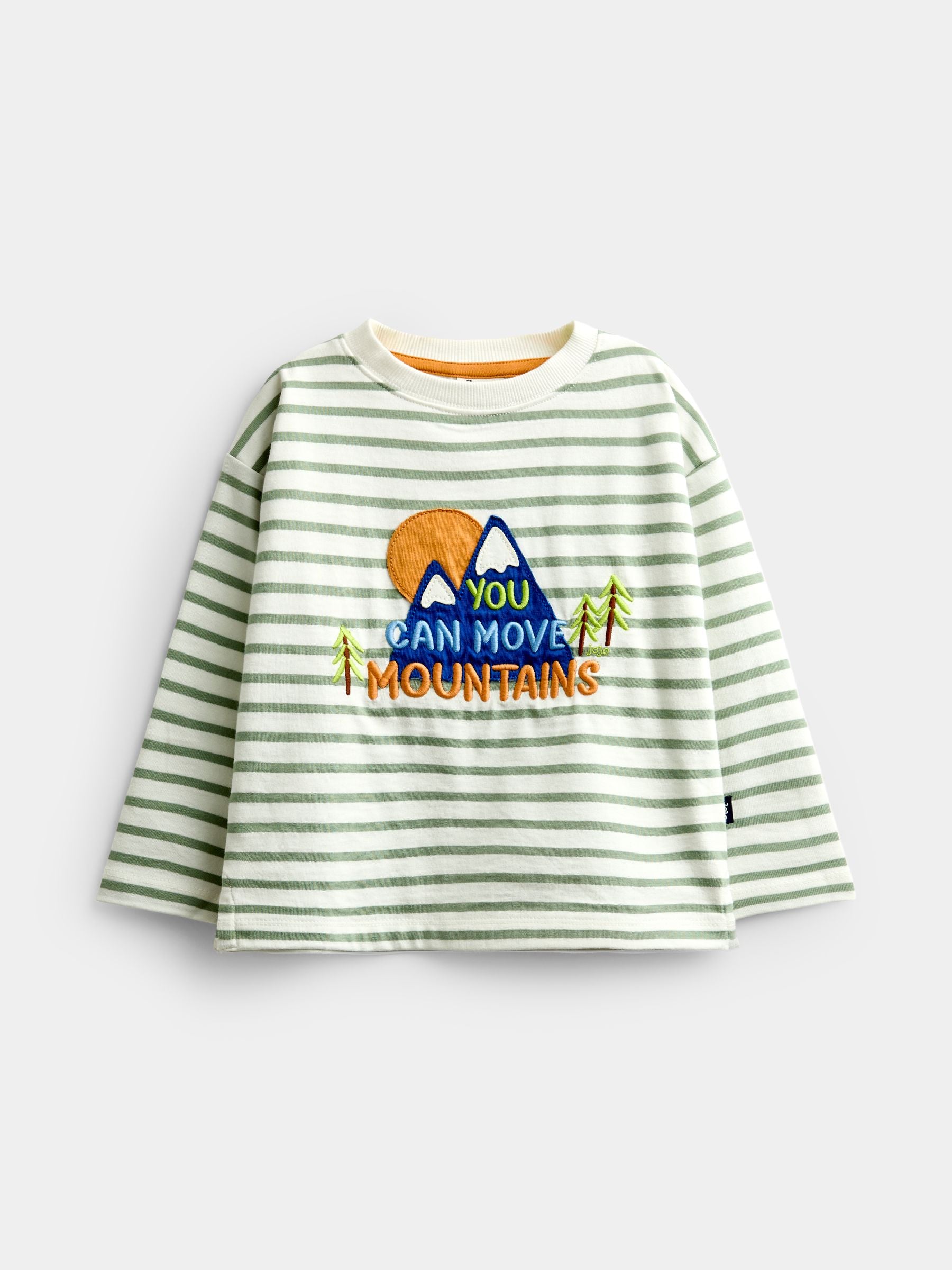 Dsiney Kidz - JoJo Maman Bébé Khaki Green Mountain Appliqué Stripe Top image 1