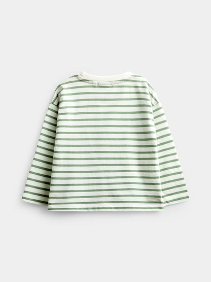 Dsiney Kidz - JoJo Maman Bébé Khaki Green Mountain Appliqué Stripe Top image 2