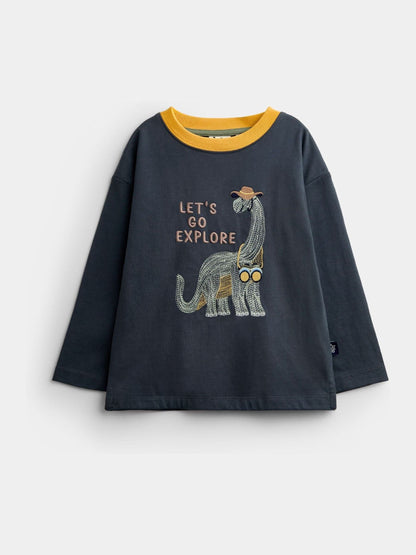 Dsiney Kidz - Jojo Maman Bébé Light Grey Dino Stitch Top image 1