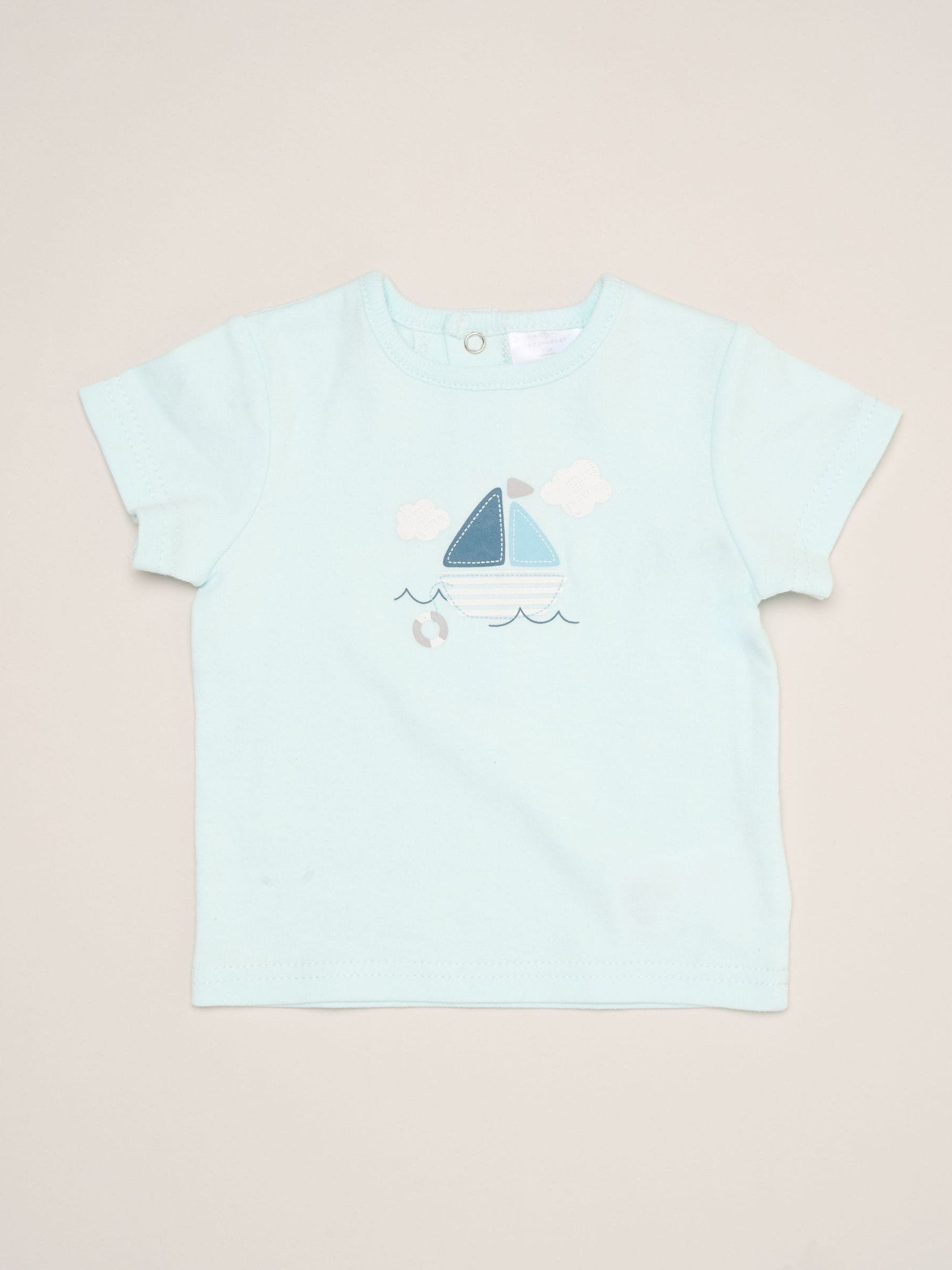 Rock-A-Bye Baby Boutique Blue Boat Print T-Shirt, Shorts And Plush Toy Outfit Set image 3