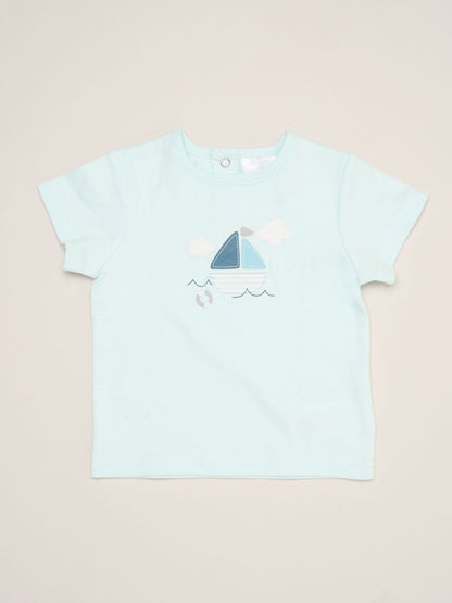 Rock-A-Bye Baby Boutique Blue Boat Print T-Shirt, Shorts And Plush Toy Outfit Set image 3