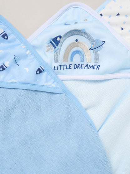 Rock-A-Bye Baby Boutique Blue Hooded Towels And Wash Cloth Set 3 Pack - image 2