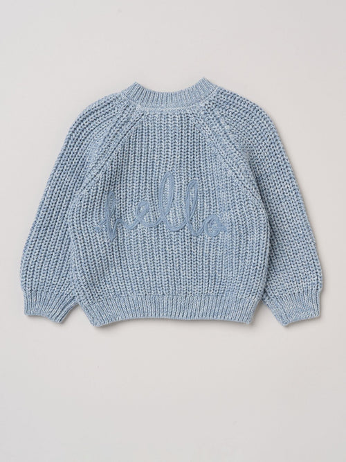 Dsiney Kidz - Rock-A-Bye Baby Boutique Light Blue Text Embroidered Knitted Cardigan image 1